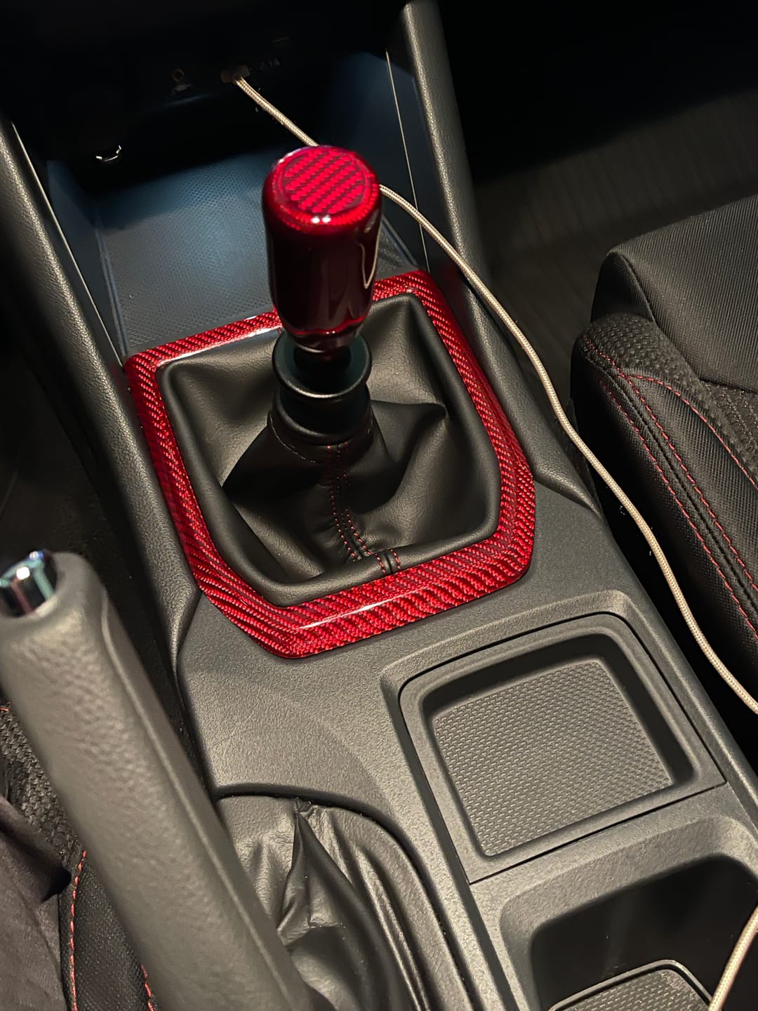 Customer photo review of 2022-25 Subaru WRX Red Carbon Fiber Shifter Trim Cover
