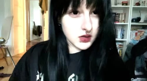 Customer photo review of Linn's Dollie Darknight Black Contact Lenses(12 months of use)