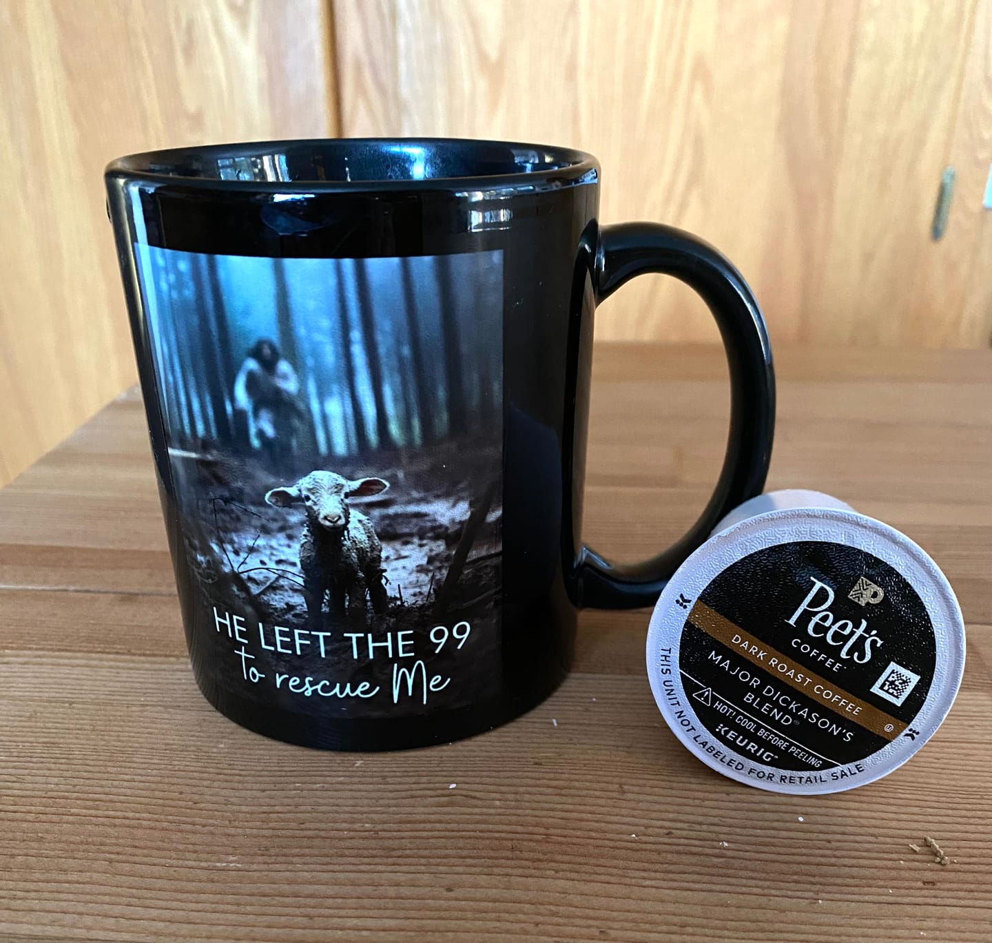 Customer photo review of He Left the 99 to Rescue Me, Jesus and Lost Sheep, Coffee Mug