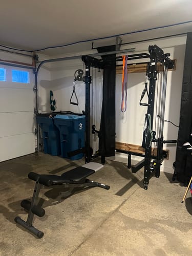 Customer photo review of Major Fitness F35 All-In-One Home Gym Wall-Mount Folding Power Rack