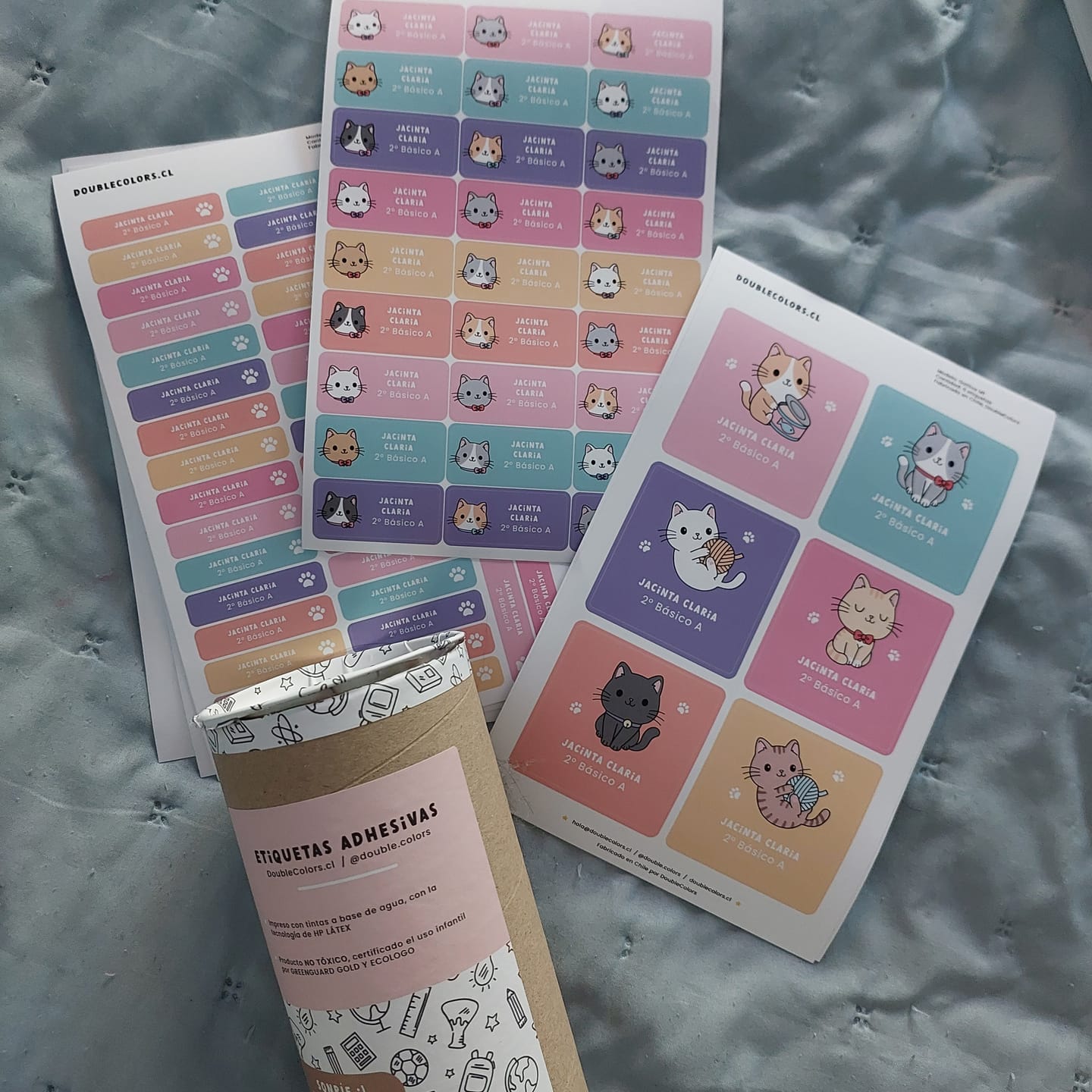 Customer photo review of Etiquetas escolares "Gatitos M1"