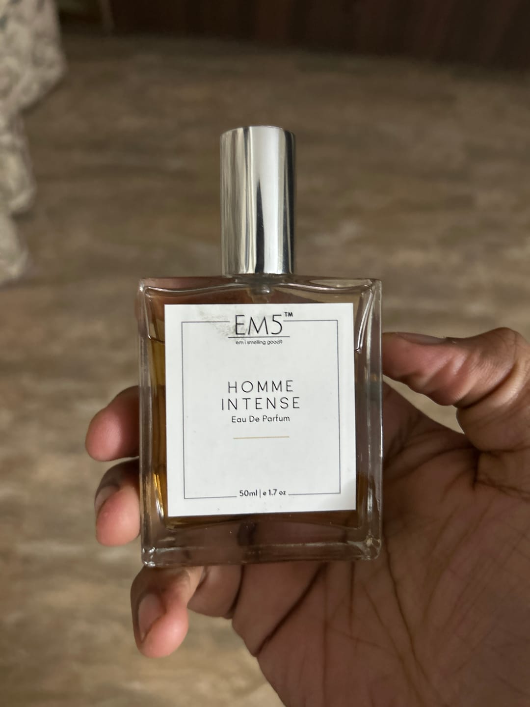 Customer photo review of EM5™ Homme Intense Perfume for Men Strong and Long Lasting Spray | Eau de Parfum (EDP) | Iris Woody Powdery Fragrance | Luxury Gift for Him | 50 ml