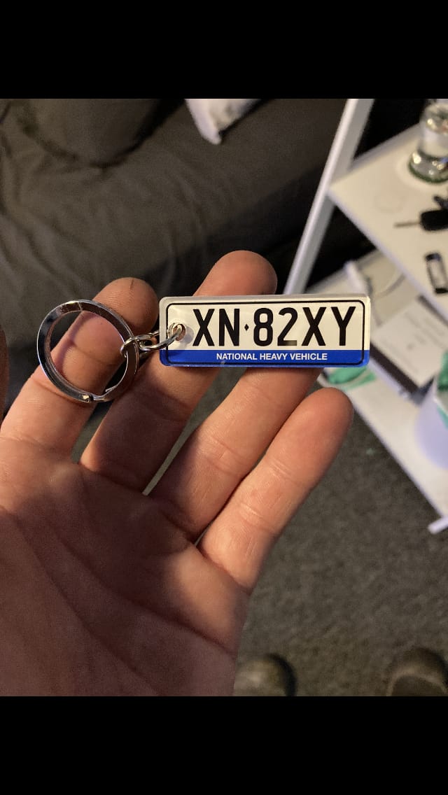Customer photo review of NSW Colour on White Licence Plate Custom Keychain