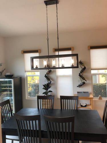Customer photo review of 5-Light Curved Rectangle Frame Island Chandelier