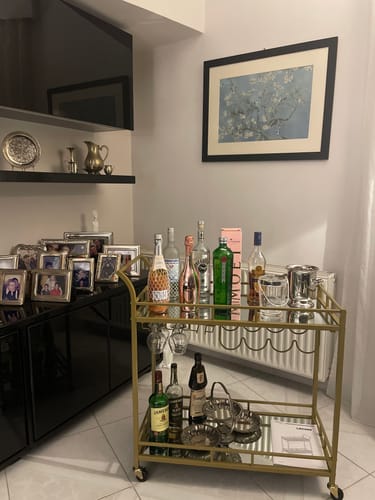 Customer photo review of Έπιπλο Μπαρ Τρόλεϊ Κάβα Τραπεζαρίας με Καθρέφτη Βοηθητικό Τραπεζάκι Κουζίνας Χρυσό LR-C090A03