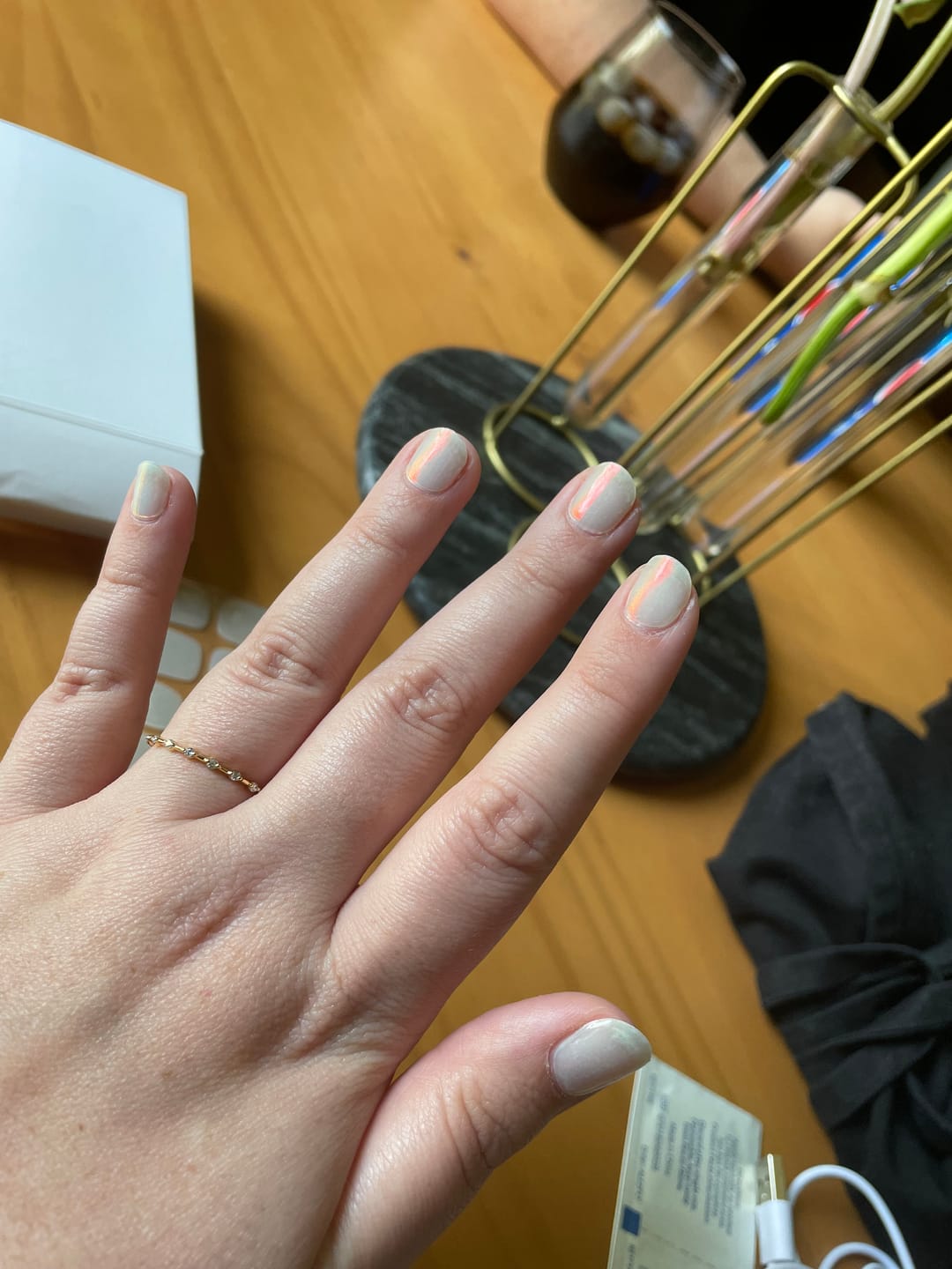 Customer photo review of Aqua Pink (Pearlescent) DIY Semicured Gel Nail Sticker Kit