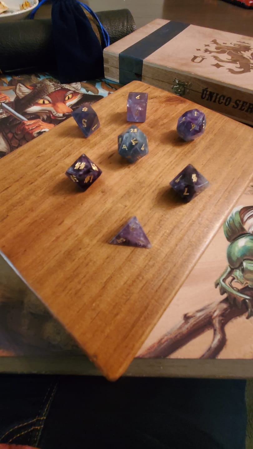 Customer photo review of Purple Fluorite Stone Dice Set