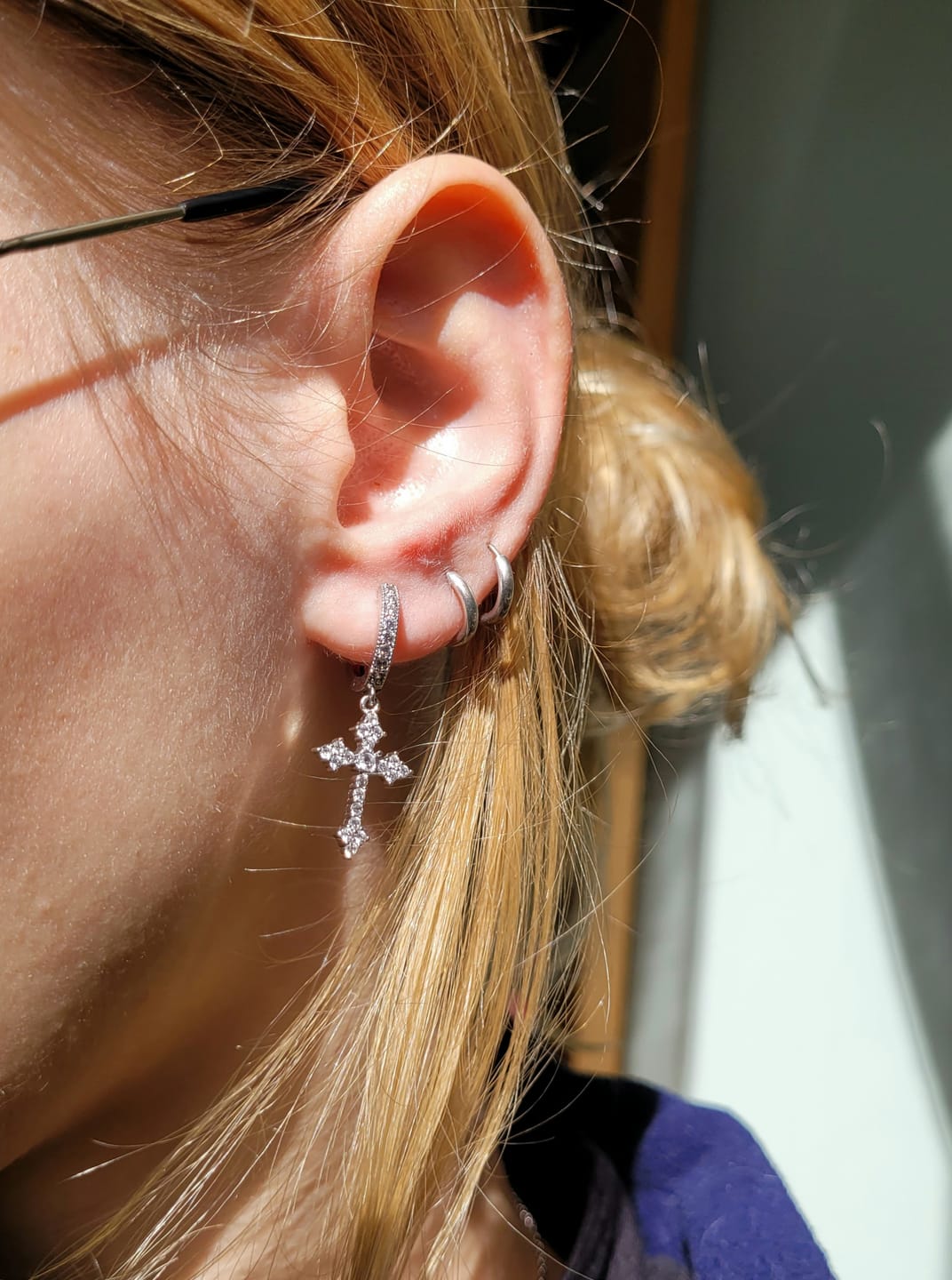 Customer photo review of FAITH EARRINGS. - WHITE GOLD