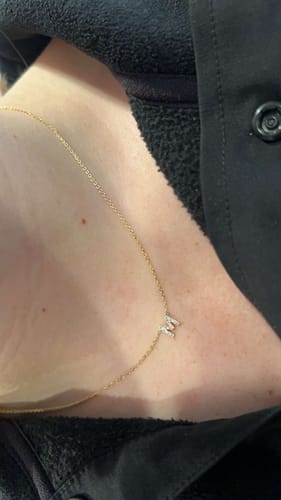Customer photo review of 14k diamond initial necklace