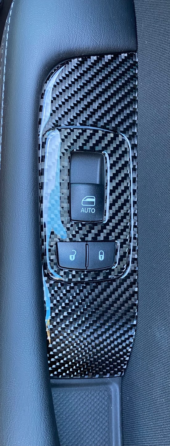 Customer photo review of Real Carbon Fiber Window Control Trim Overlay for Dodge Challenger 2015-2023
