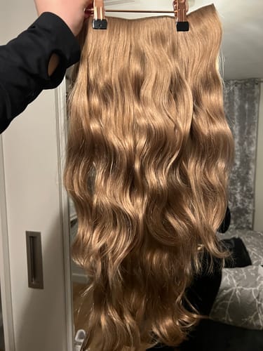 Customer photo review of Double Human Hair Wavy Clip In Hair Extensions - 16" & 22"