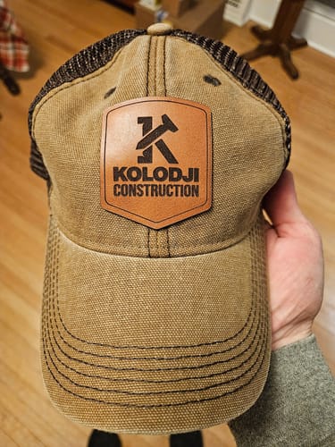 Customer photo review of Custom Leather Patch Legacy Trucker Hat