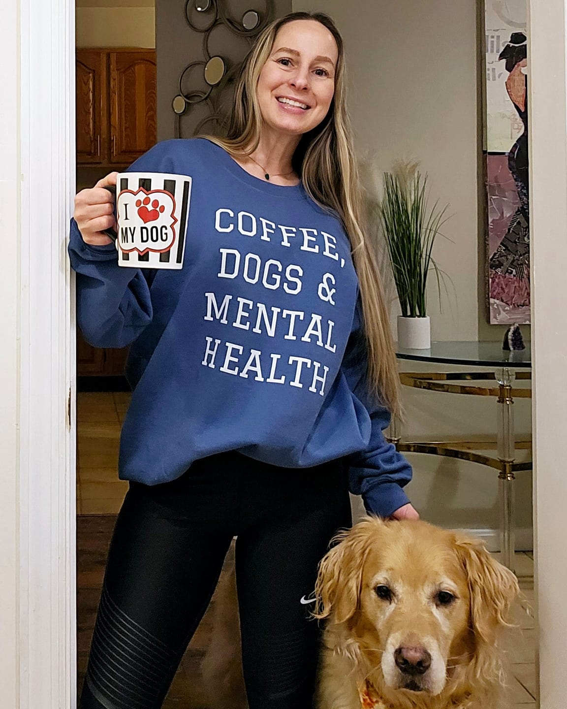 Customer photo review of Coffee, Dogs & Mental Health Sweatshirt