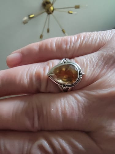 Customer photo review of Citrine Teardrop Ring Sterling Silver