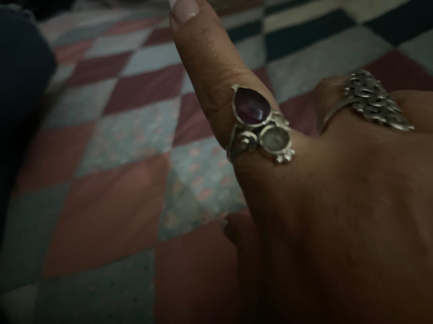Customer photo review of Aquamarine & Amethyst Stars and Moon Ring