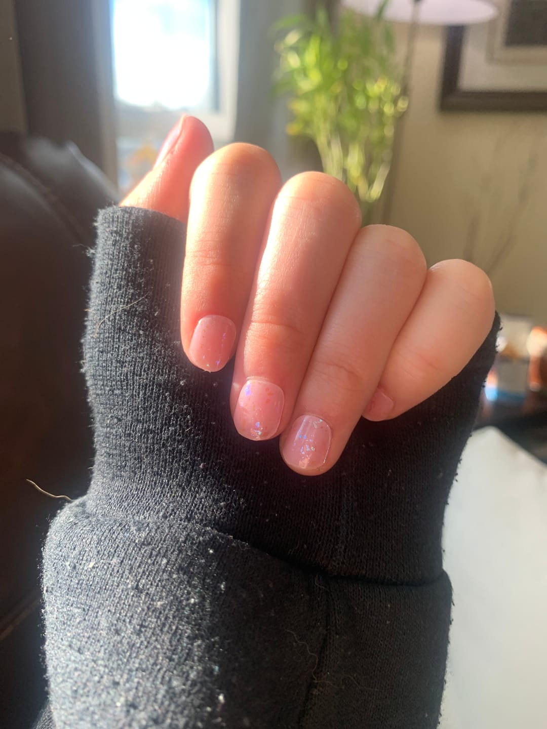 Customer photo review of Pink Bunny Speckles DIY Semicured Gel Nail Sticker Kit