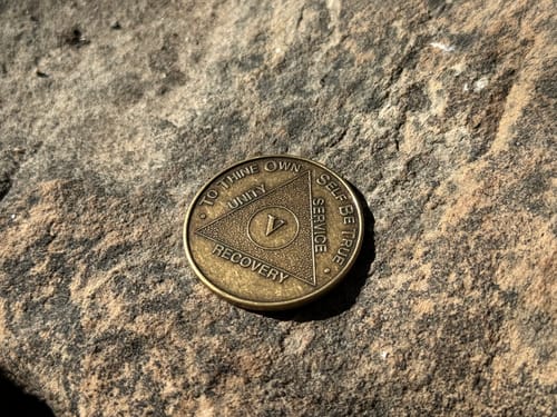 Customer photo review of Recovery Mint 5 Year Bronze AA Meeting Chips - Five Year Sobriety Coins/Tokens