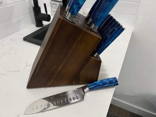 Customer photo review of "Cerulean" 16-Piece Japanese Knife Block Set