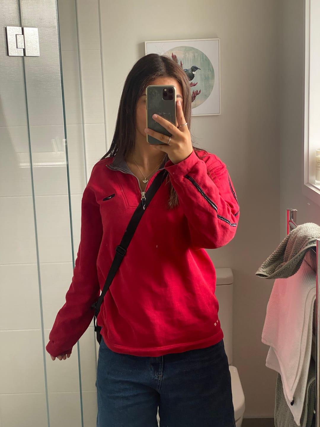 Customer photo review of 90's Nike Embroidered Vintage Quarterzip Sweatshirt Size 8
