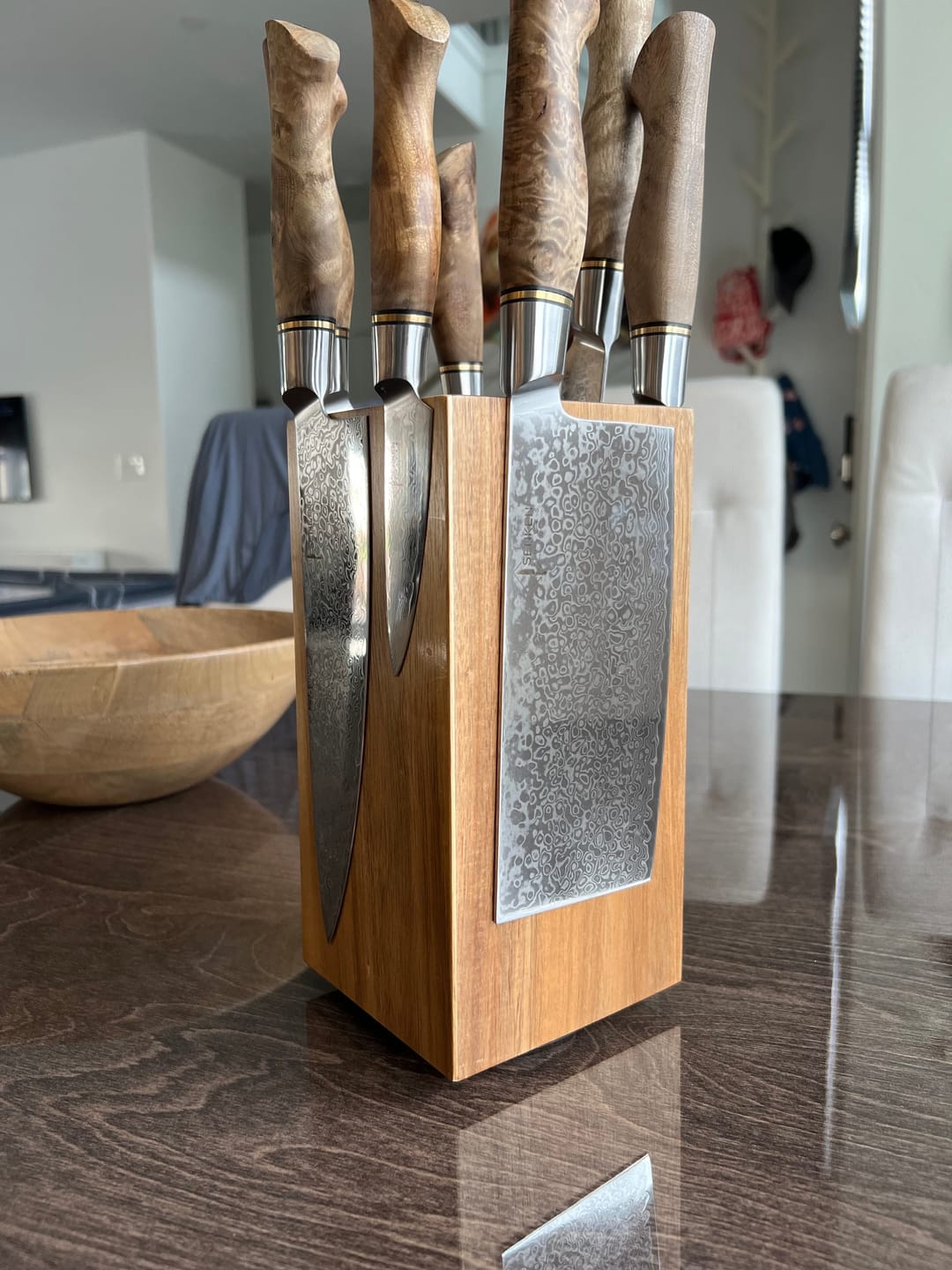Customer photo review of Dynasty Collection — Heritage Japanese VG10 Damascus Steel Knife Set with Sycamore Wood Handles