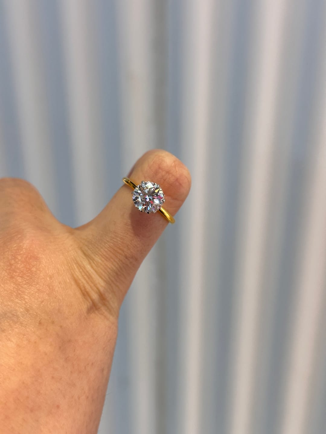 Customer photo review of S925 Precious Moissanite Two-tone 2.0 Carat Engagement Ring