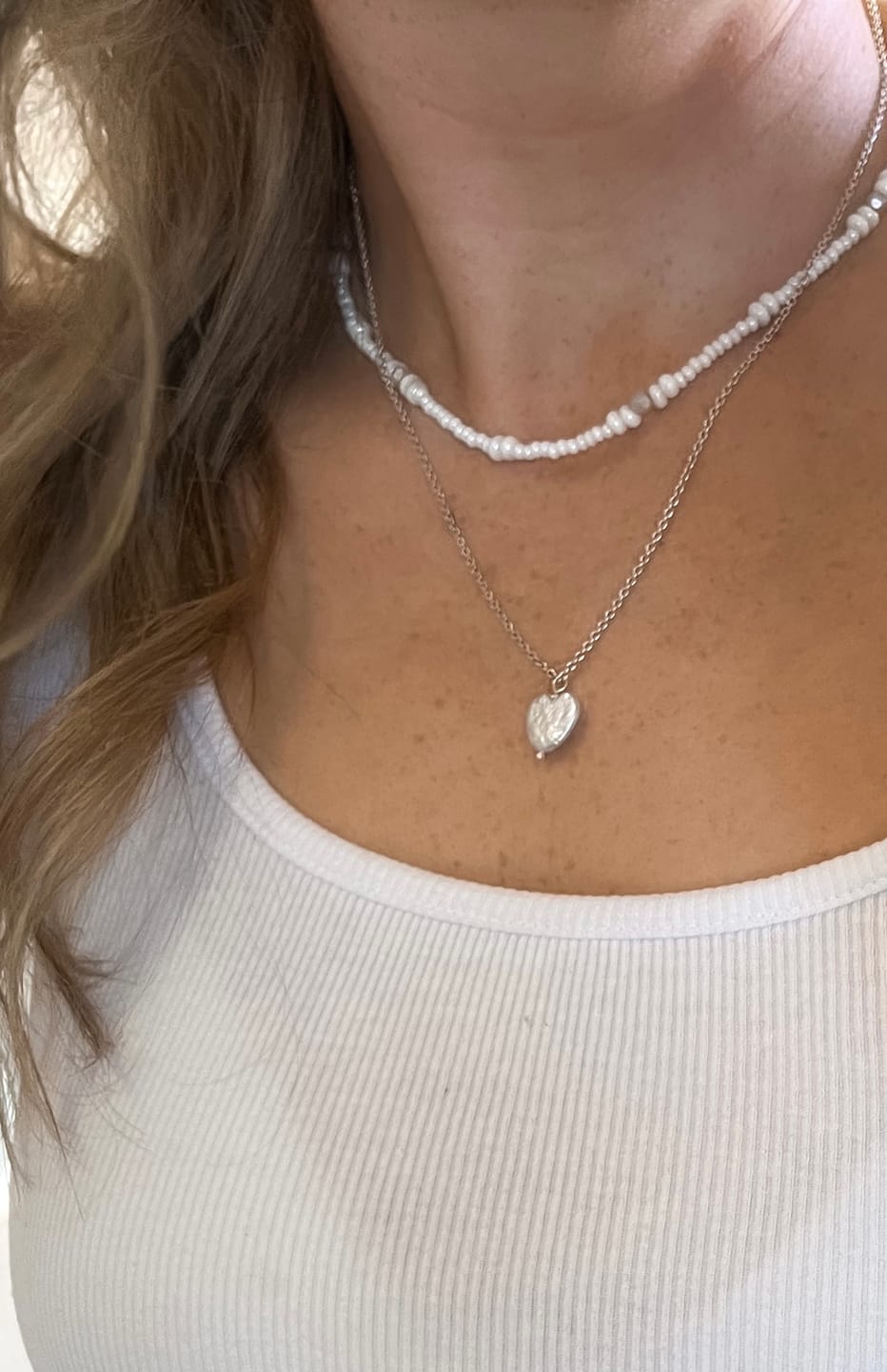 Customer photo review of Heart Pearl Necklace