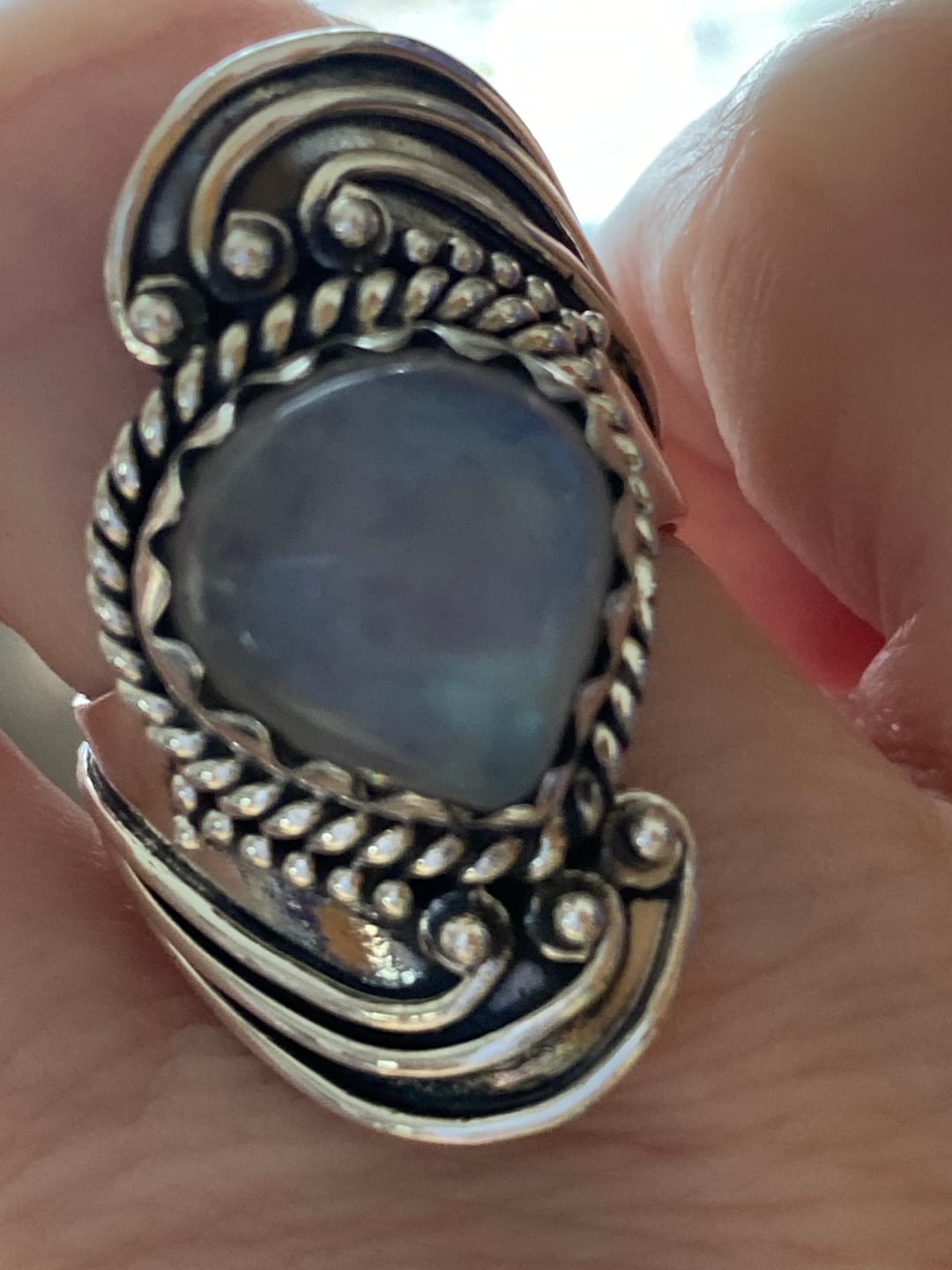 Customer photo review of Bohemian Teardrop Moonstone Ring