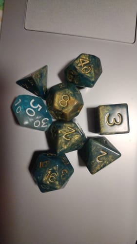 Customer photo review of Genesis | Resin RPG Dice Set