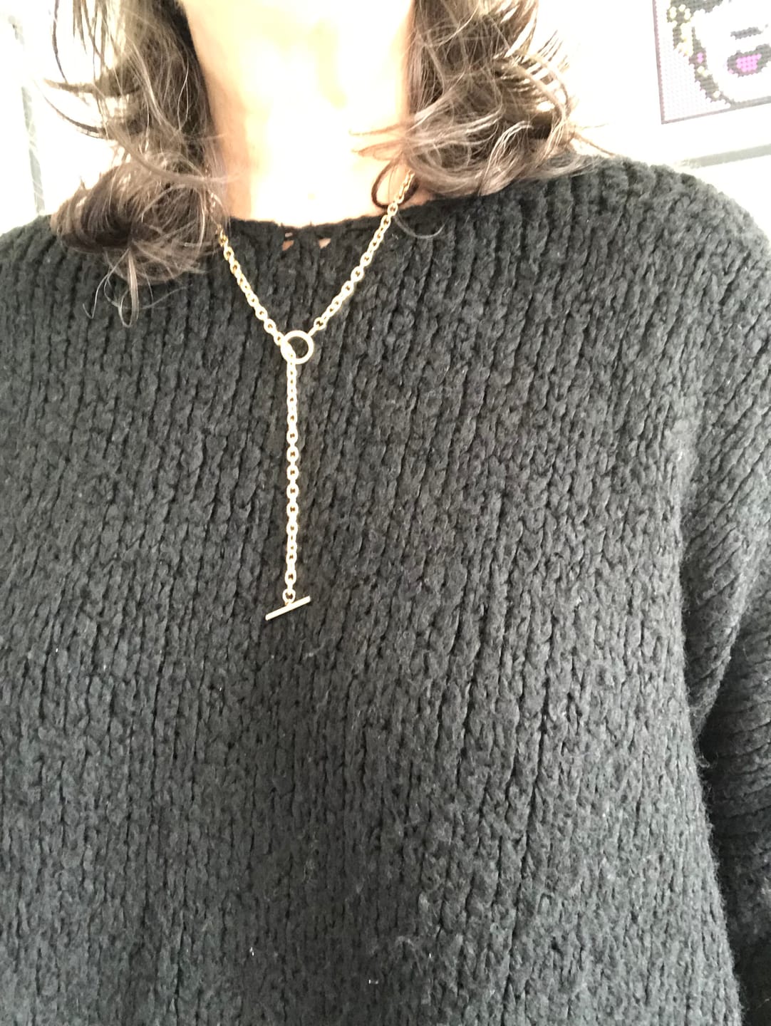 Customer photo review of Cuban T Bar Necklace