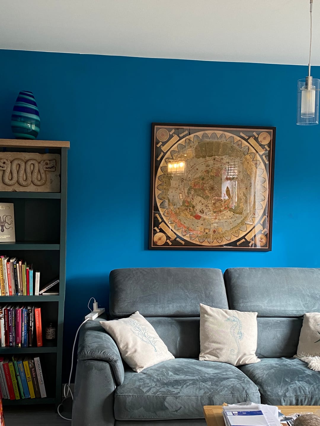 Customer photo review of Ancient Flat Earth Map, 1587 by Monte Urbano - Large World Map Wall Chart