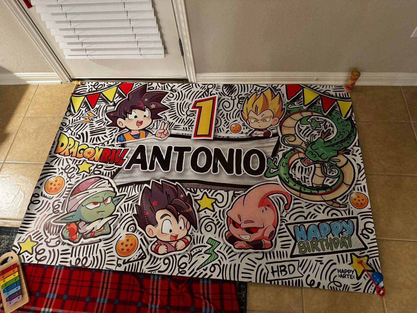 Customer photo review of Personalized Party Banner Dragon Ball Goku 3