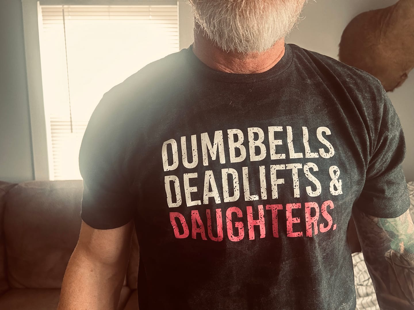 Customer photo review of Dumbbells Deadlifts & Daughters Shirt