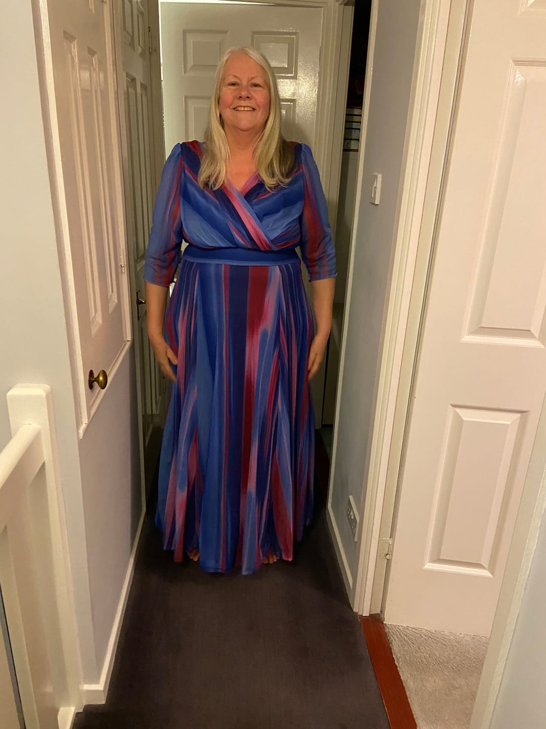 Customer photo review of Verity Blue Ikat Print Maxi Gown