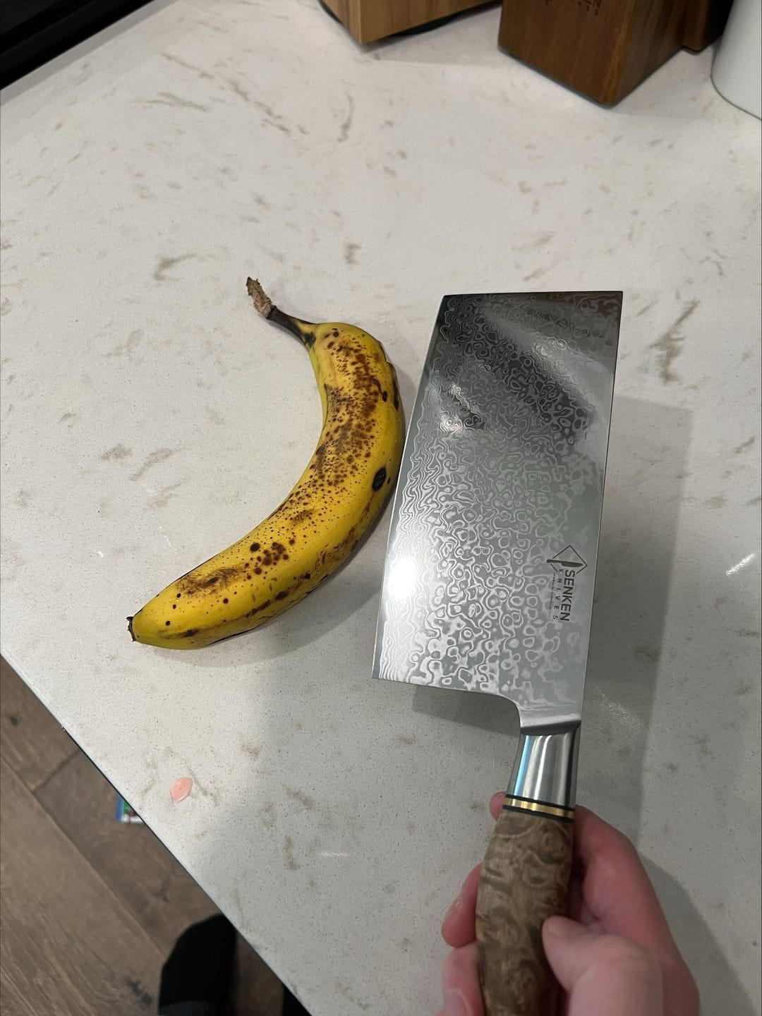 Customer photo review of Dynasty Collection — Heritage Japanese VG10 Damascus Steel Knife Set with Sycamore Wood Handles