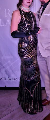 Customer photo review of [US Warehouse] 1920s Sequin Backless Formal Dress