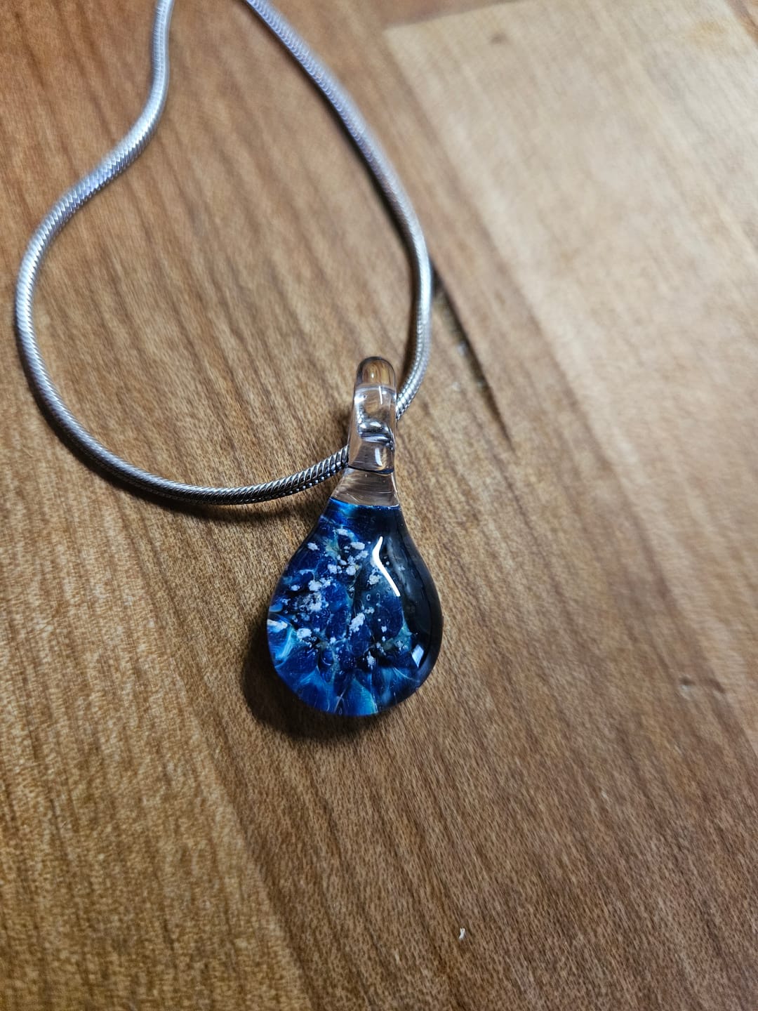 Customer photo review of Blue Moon Cremation Pendant