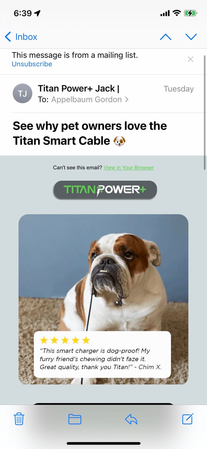Customer photo review of The Titan Smart Cable™