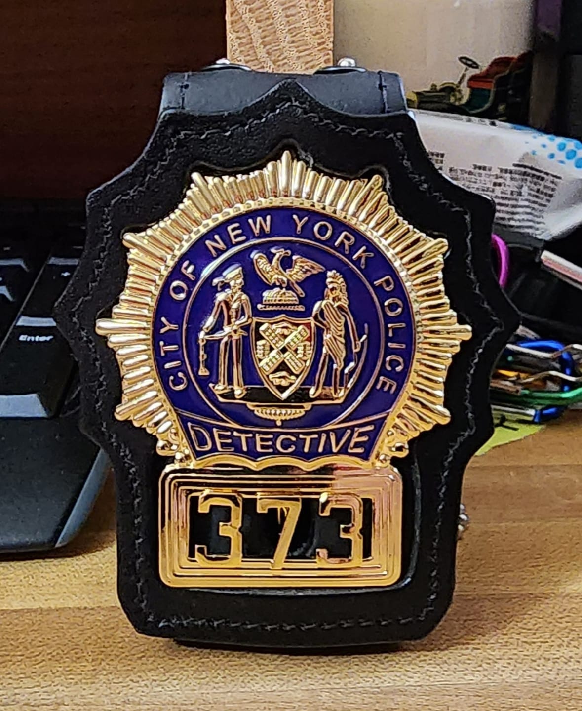 Customer photo review of NY New York Detective Police Badge Replica Movie Props *Customizable Badge Number*