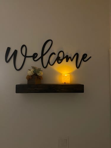 Customer photo review of Distressed 3" Thick Floating Shelves