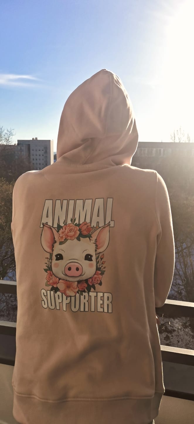 Customer photo review of ANIMAL SUPPORTER | DAMEN PREMIUM BIO HOODIE | BACK PRINT