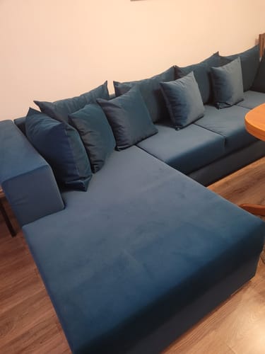 Customer photo review of Colțar extensibil cu ladă de depozitare si sezut confortabil din spuma HR, Gloria Verde Petrol 320x183 cm