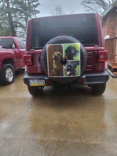 Customer photo review of Custom Spare Tire Cover for Jeep, RV, Bronco Camper, Trailer, & More