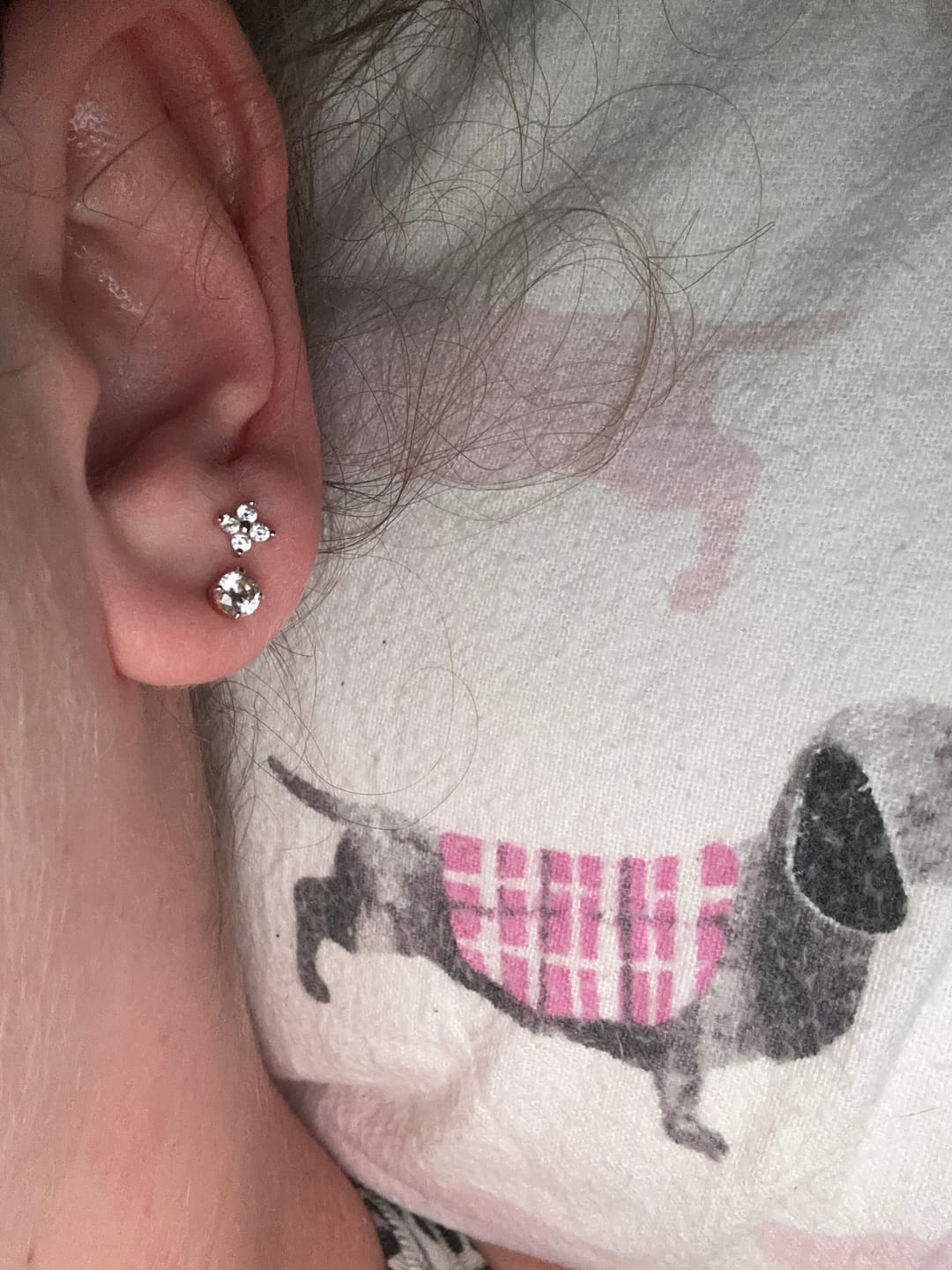 Customer photo review of Clover Sapphire Stud Earrings