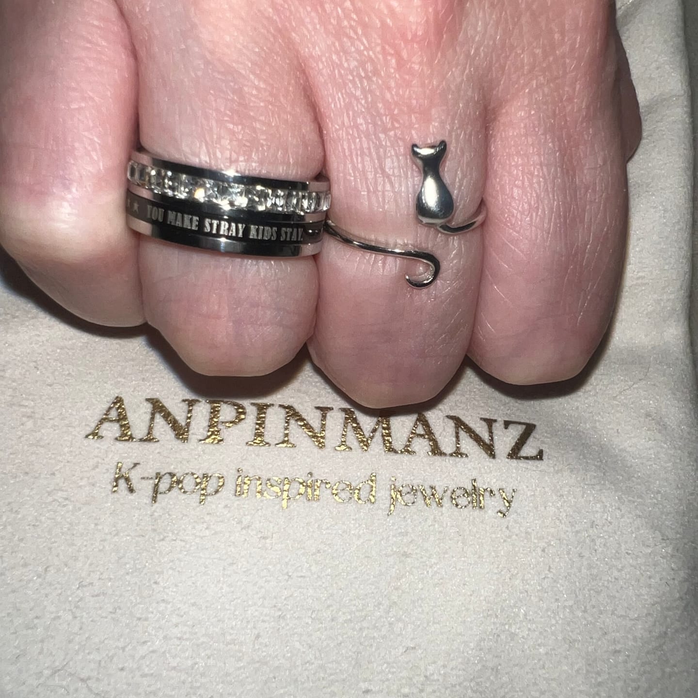 Customer photo review of Stray Kids matching ring collection