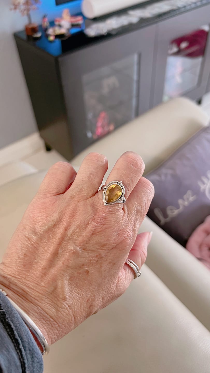 Customer photo review of Citrine Teardrop Ring Sterling Silver