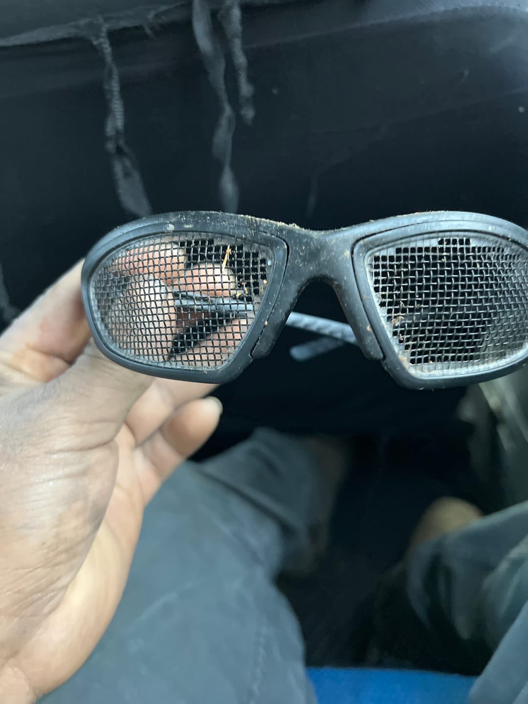 Customer photo review of Safety Glasses Black Wire Mesh - Trifecta - Pyramex SB74WMD