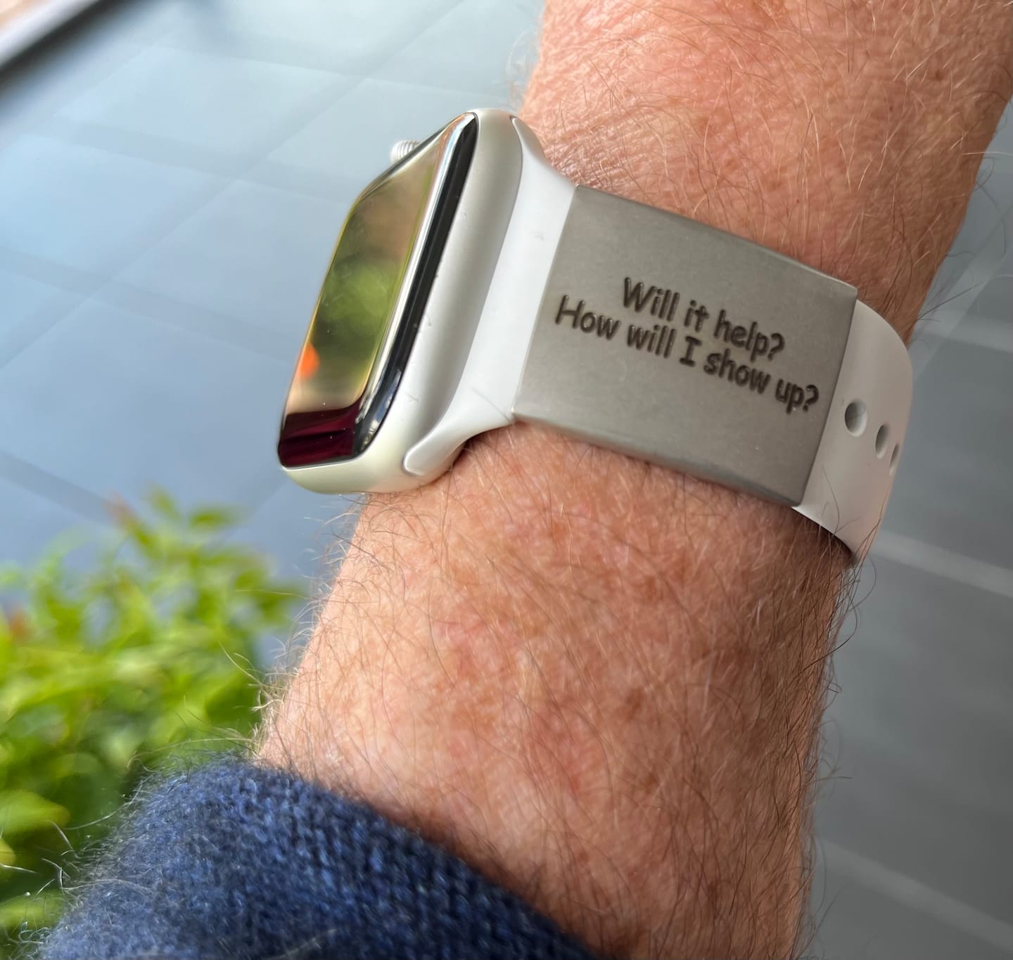 Customer photo review of Personalised ID Tag for Watch Band & Fitness Trackers