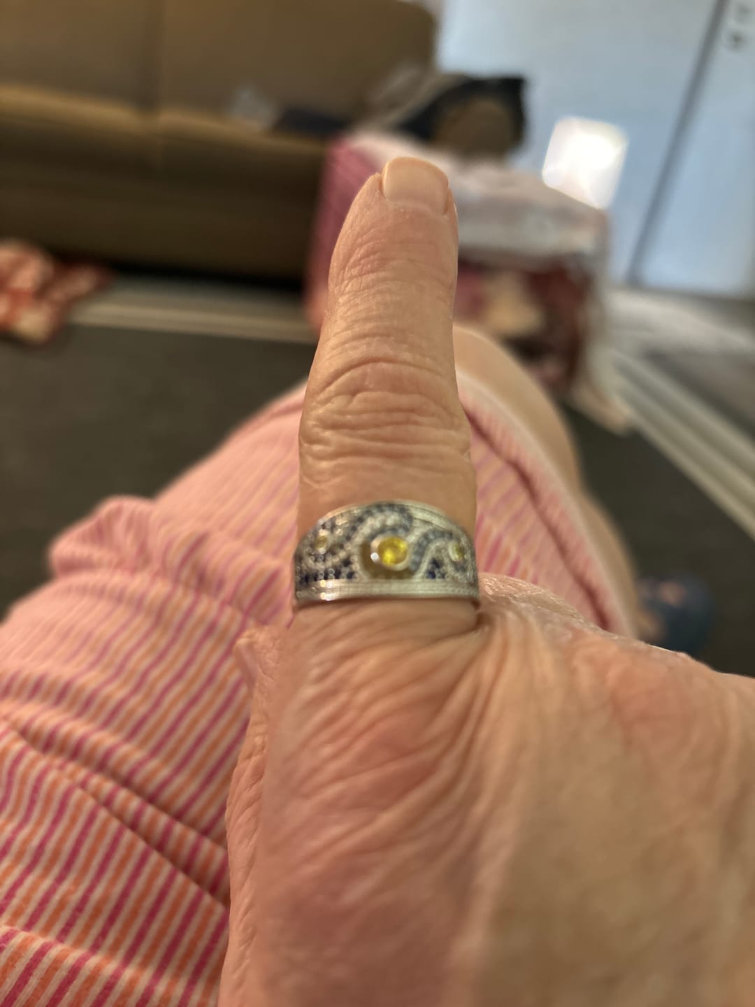 Customer photo review of Famous Paintings "The Starry Night" Inspired Moissanite Engagement Ring