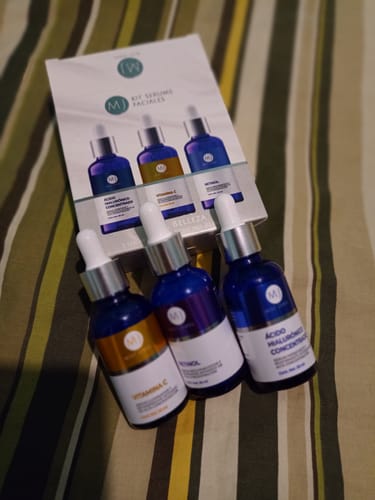 Customer photo review of Kit Facial Con 3 Serums Acido Hialurónico, Retinol, Vit C