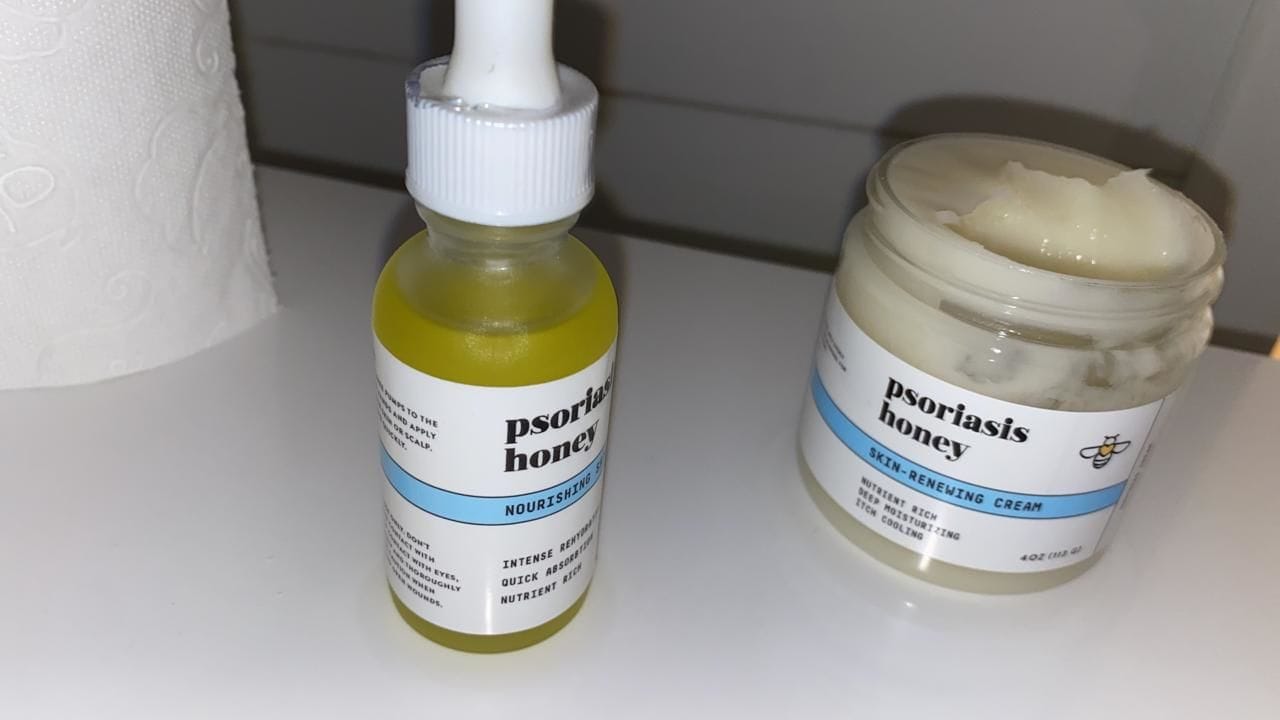 Customer photo review of Psoriasis Honey Nourishing Scalp and Skin Serum